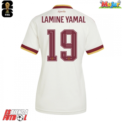 España Lamine Yamal #19 Segunda Equipación Mujer Mundial 2026 Manga Corta
